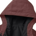 thumbnail image 3 of RYDCOT Men's Warm Jacket Winter Solid Color Long Sleeved Hooded Workwear Coat Waterproof Hooded Jacket Wine, 3 of 8