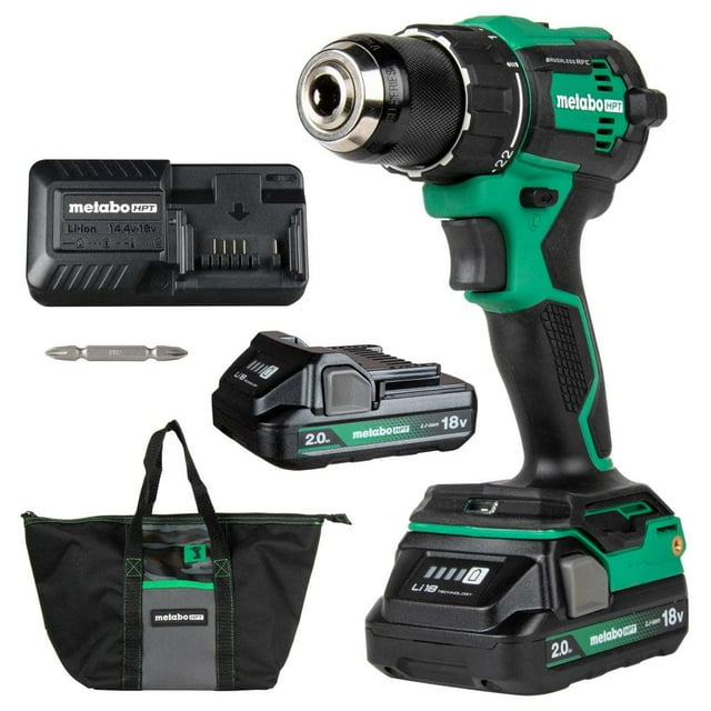 Metabo HPT 18V MultiVolt Perceuse-Verin Sans Fil / 620 Po-Lbs de Couple / Compacte / Contrôle de Force Réactive / 22 + 1 Réglages d'Embrayage / Lumière DEL / Crochet de Courroie / Garantie à Vie de l'Outil / DS18DEX