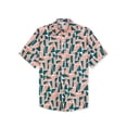thumbnail image 2 of Unique Bargains Men's Irregular Geometric Short Sleeve Button Down Shirts Green Pink M, 2 of 6