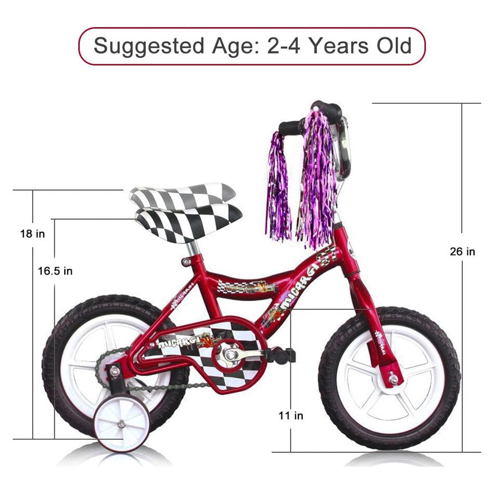 Wonderplay 12 inch Bike for 2-4 Years Old Kids, EVA Tires and Training Wheels,Great for Beginner