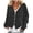 Black, variant on Soft Brushed Fleece Zip Up V-Neck Jacket for Women, Long Sleeve Relaxed Fit, Casual Fall Layering Outerwear, 1 Piece, S-XXL, Plus Size Friendly