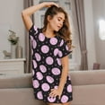 thumbnail image 6 of Japuie Pink Groovy Disco Ball Print Women's Nightgown,Women's Short-sleeve Sleepwear,Short Sleeves Shirt,Casual Sleep Dress,Comfy Nightdress, Soft Nightgowns for Women-Large, 6 of 6
