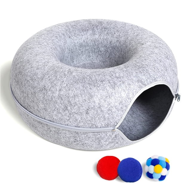Cama tipo túnel para gatos PLIISLUP para gatos de interior de hasta 4 kg (M 50 x 50 x 23 cm)