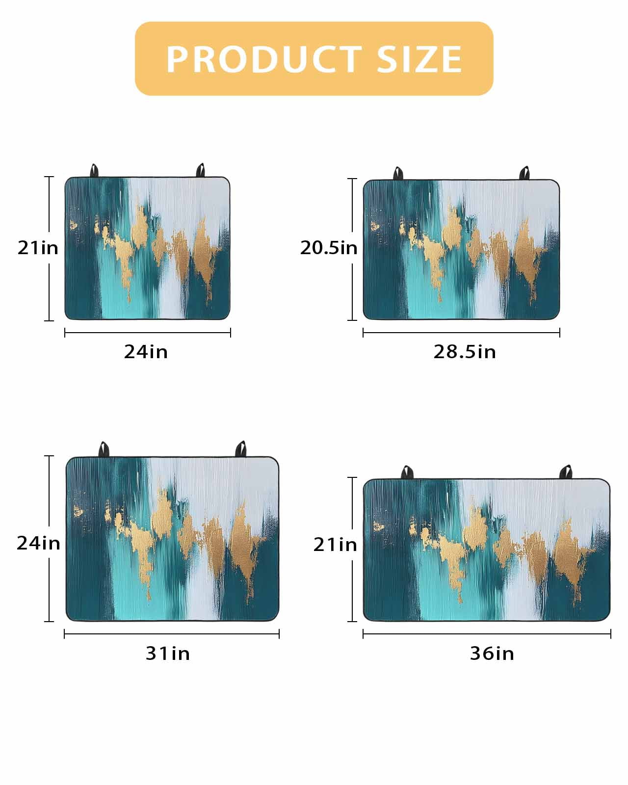 nqOlkjepod Large Induction Cooktop Protector Mat 24"x21", Teal Blue Stove Top Covers for Electric Stove, Yellow Abstract Art Modern Decorative Stove Burner Cover Mats, Glass Top Stove Cover