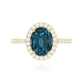 thumbnail image 4 of Rosec Jewels Ladies 2.5 CT Oval Cut London Blue Topaz Ring with Diamond Halo - December Birthstone Ring, 10K Yellow Gold, US 11.50, 4 of 8
