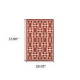 thumbnail image 3 of HomeRoots 2' x 3' Red and Ivory Geometric Stain Resistant Indoor Outdoor Area Rug, 3 of 6