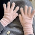 thumbnail image 5 of Plush Surface Full Finger Gloves, Soft Fuzzy Thermal Winter Gloves, Warm Five-Finger Design for Student Cycling, Daily Commute and Outdoor Cold Weather Protection Pink, 5 of 5