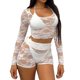 thumbnail image 2 of Camisetas con cuello redondo Tops Pantalones Encaje Mujeres 2 piezas Túnica Pantalones Conjunto Traje de vacaciones, 2 of 9