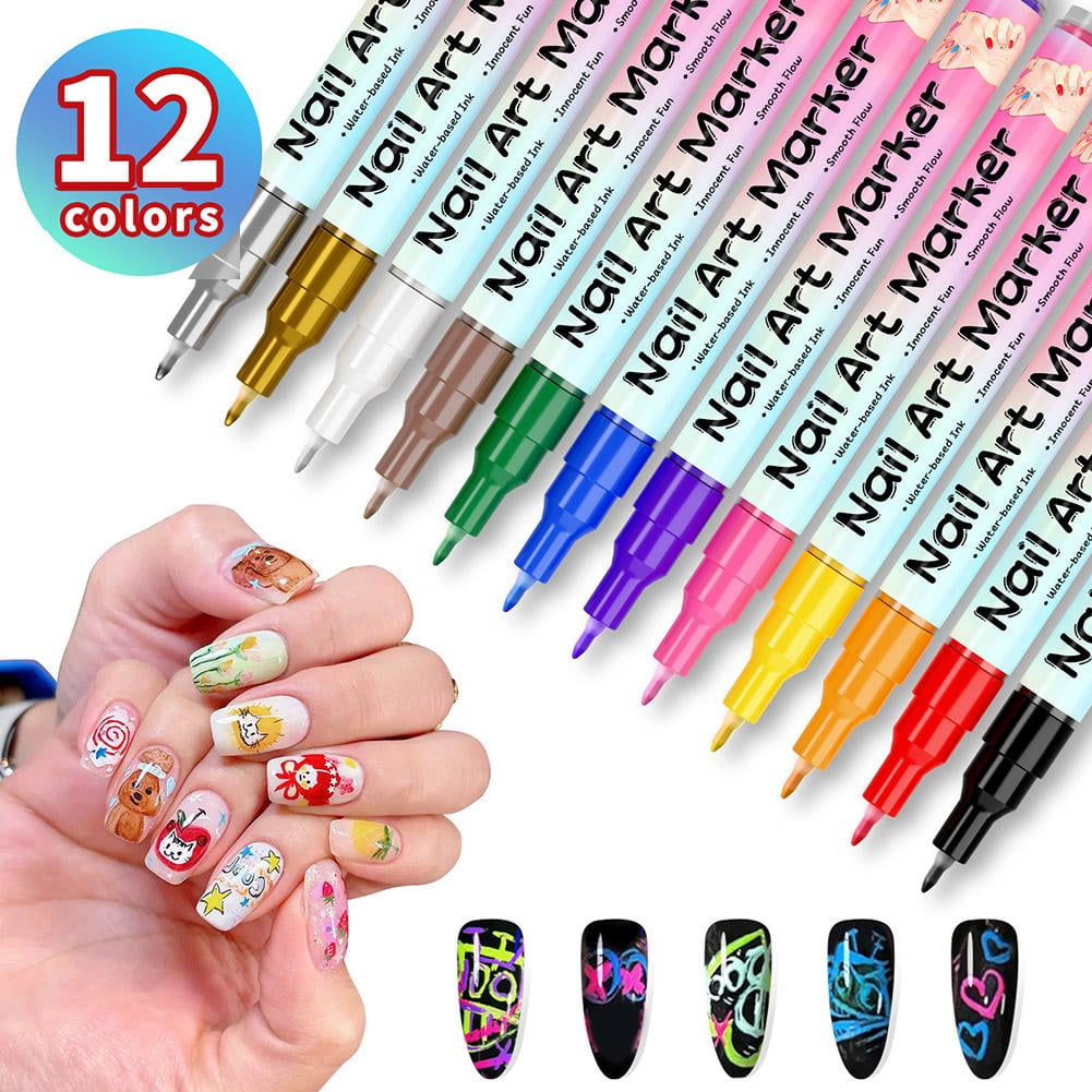 24 Colors Nail Art Marker Quick Dry Graffiti Nail Art Pens for Painting Nails