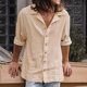 thumbnail image 1 of Blusa y camisa de manga larga con cuello vuelto para hombre, color liso, informal, con cuello vuelto, bolsillo, botones, camisa de manga larga, blusa para hombre, 1 of 8