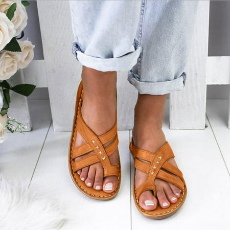 

Hvyesh Womens Flat Sandals Dressy Summer Open Toe Sandals Comfy Hollow Out Sandals Walking Breathable Sandal Size 9.5