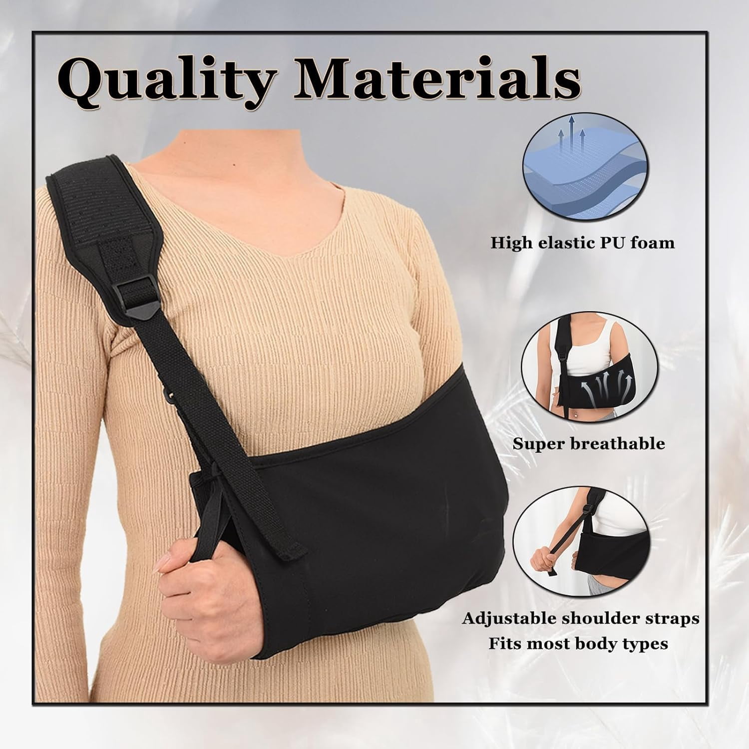 Arm Sling Shoulder Injury Immobilizer, Breathable Rotator Cuff with Shoulder Pad Left and Right Support Torn Brace for Broken Wrist Elbow Man Women