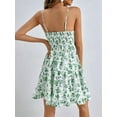 thumbnail image 5 of Women'S Floral Print Ruched Sleeveless Ruffle Hem A Line Swing Dress Green XS, 5 of 6