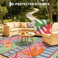 thumbnail image 4 of Reversible Waterproof Outdoor Rug for RV, Camping & Patio – Durable Plastic Straw Mat, UV Resistant, Lightweight, Easy Clean, With Carry Bag & Stakes (Green/Blue/Rose Red/Beige, 9x12ft, US Spec), 4 of 8