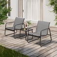 thumbnail image 4 of Lofka 3 Pieces Balcony Furniture Set with Tempered Glass Table, Sturdy Patio Furniture Set for Outdoor, Gray, 4 of 8