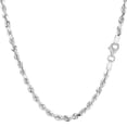thumbnail image 1 of 14k White Solid Gold Diamond Cut Rope Chain Necklace, 3mm, 24", 1 of 5