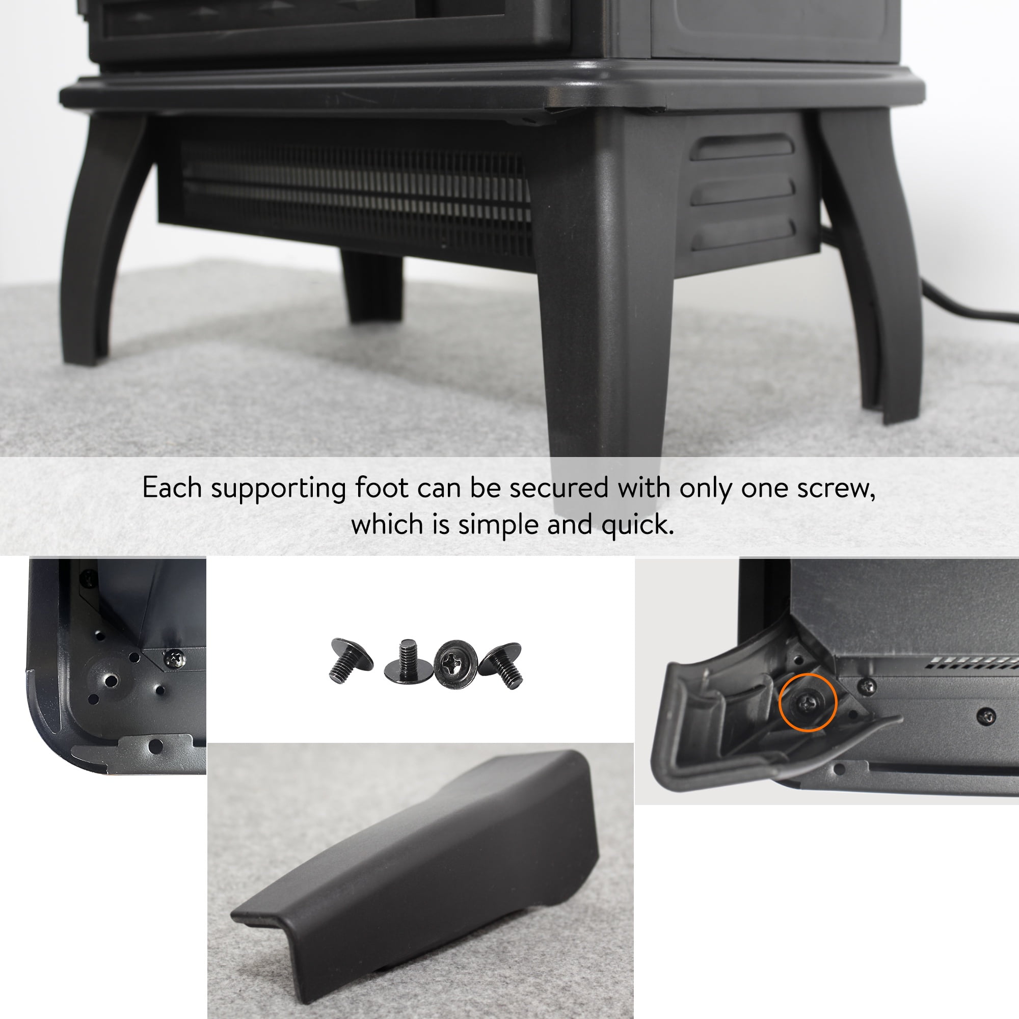 Electric Fireplace Heater Stove, Legahome 18'' Freestanding Infrared Fireplace Heater with Remote Control, 3D Realistic Flame Effects, Adjustable Brightness, Temp Control and Timer, CSA Certified
