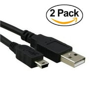 Cable Builders [2-PACK] USB Mini B Cable Type A to Mini B 5P Male Charging Cord (6FT x 2 Cables) High Speed USB 2.0