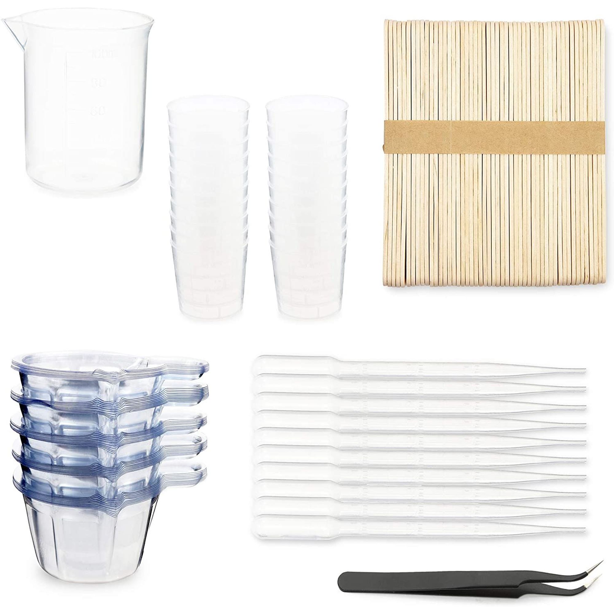 Epoxy Resin Cups Set of 2pcs 3.4oz Measuring Cups, 20pcs 2oz Small Cups