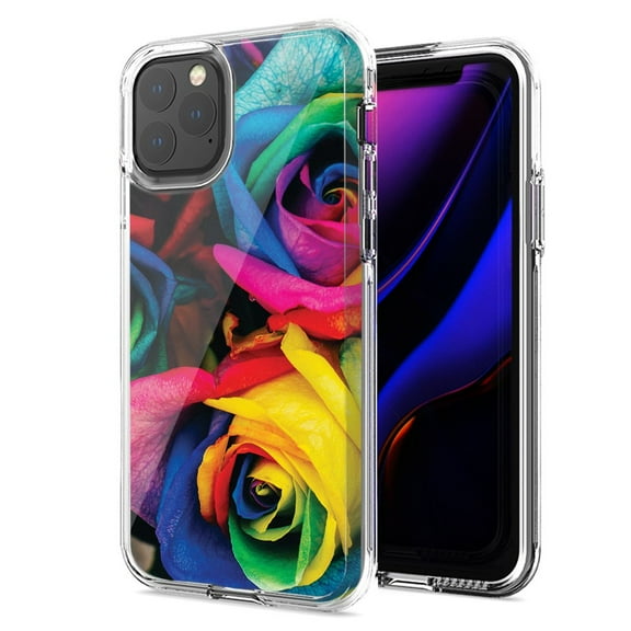 MUNDAZE For Apple iPhone 11 Colorful Roses Design Double Layer Phone Case Cover