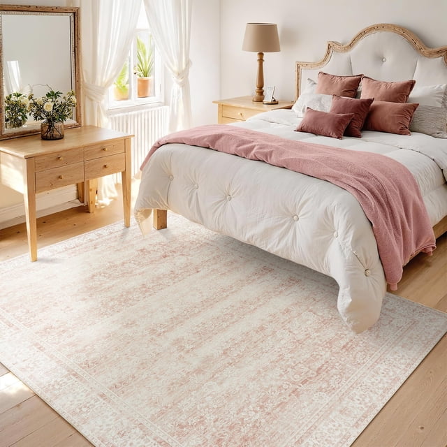Alfombra BILEEHOME, rosa claro, 6 x 9 pies, estética, bonita, bohemio floral
