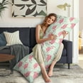 thumbnail image 5 of Long Body Pillow Cover - Soft & Breathable, Hidden Zipper, 20"x54", Tropical Flamingo & Floral Print - Perfect Gift for Beach Lovers, Side Sleepers, Summer Home Decor, 5 of 7