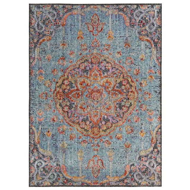 Trans-Ocean Imports BEA23734204 24 x 35 in. Liora Manne Beaux Circle Medallion Indoor Rug Wilton Woven Rug - Aqua