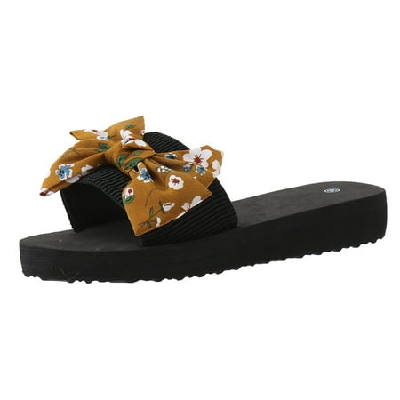 

Women Slippers Summer Slippers For Ladies Bohemian Bow Flowers Decoration Sandals Open Toe Beach Slippers Casual Shoes