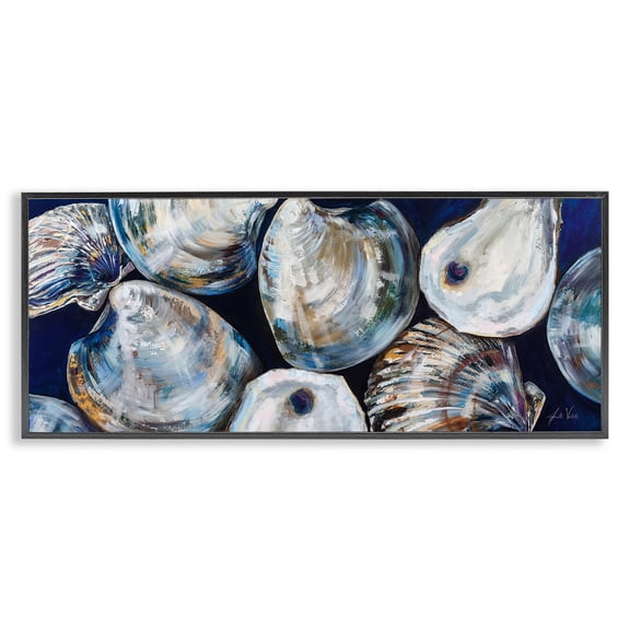 Stupell Industries Eclectic Various Sea Clams Black Framed Giclee Art, 24 x 10, by Jeanette Vertentes