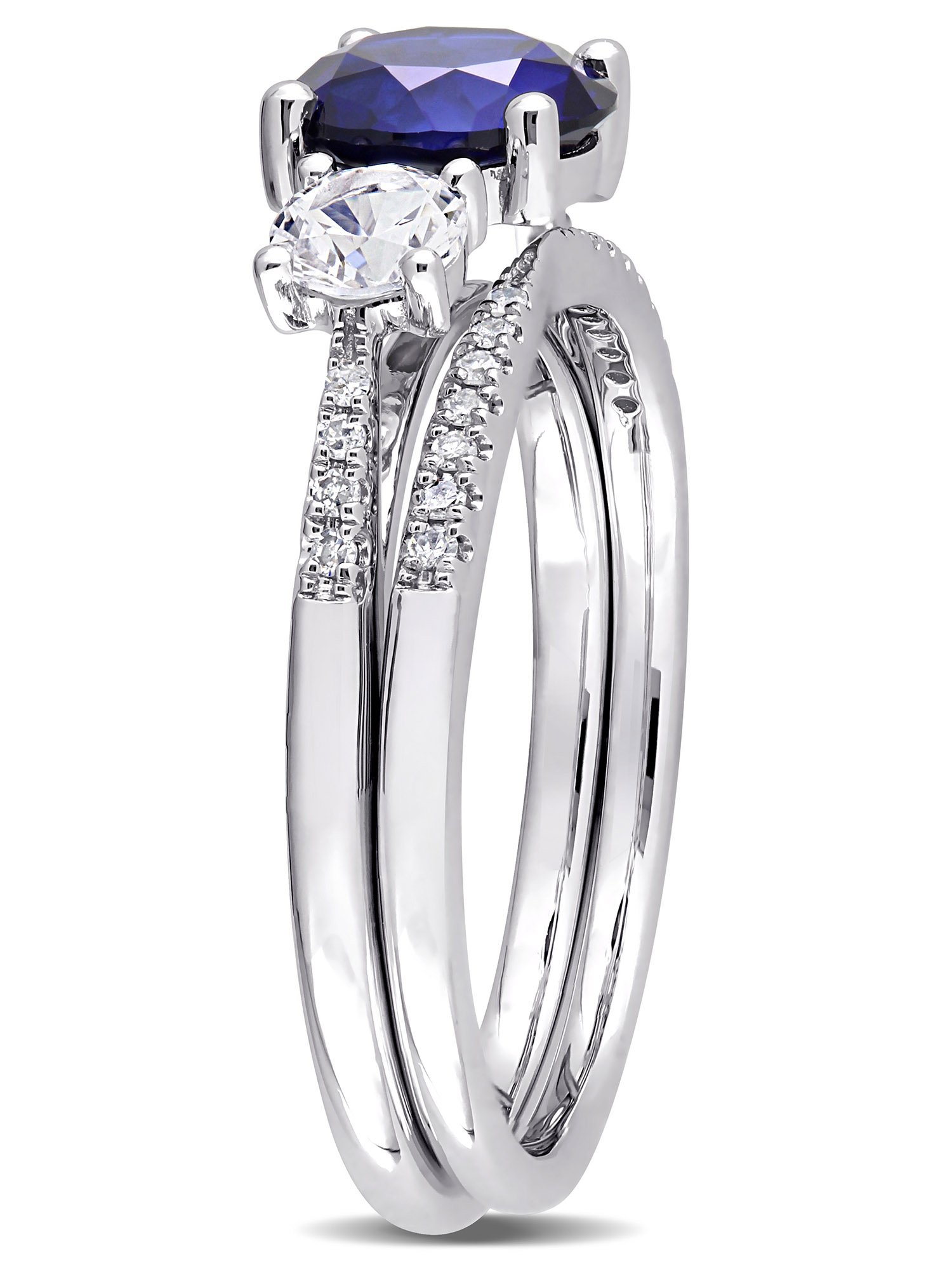Everly Women's Created Sapphire 10k White Gold Bridal Set