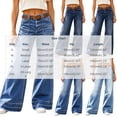 thumbnail image 3 of Vivianyo HD Women's Mid Rise Wide Leg Jeans with Patch Pocket, Pants For Women with Full‑Length Frayed‑Hem, Sizes XXS-2XL, 3 of 6