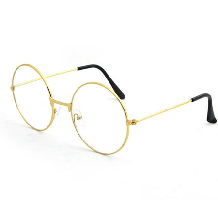 Unisex Round Glasses Frames Glasses with Clear Lens Optical Transparent Glasses Gold