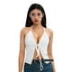 thumbnail image 1 of Lucakuins, blusas cortas de verano para mujer, sin mangas, con cuello halter y cordón, camisa de fiesta informal de color sólido para ropa de calle Lucakuins moda, 1 of 9