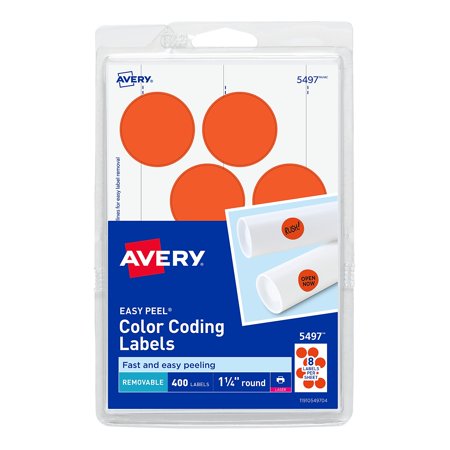 UPC: 0072782954970 | Avery Laser Color Coding Labels 1 1/4  Dia. Neon Red 8/Sheet 13292