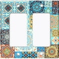 thumbnail image 6 of Metal Light Switch Plate Cover Colorful Multi-Pattern Tile Collage TIL043, 6 of 13