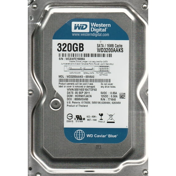 WD3200AAKS-00V6A0, DCM HCRNHTJACN, Western Digital 320GB SATA 3.5 Hard Drive