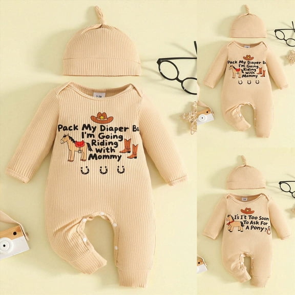 Cotton Long Sleeve Baby Bodysuits, Soft Infant Pajamas for Boys Girls, Unisex Baby Sleepers with Snap Closure 6-12 Months 12-24 Months 2t 3t 4t 5t 6t 7t 8t 9t Children(Beige,0M)