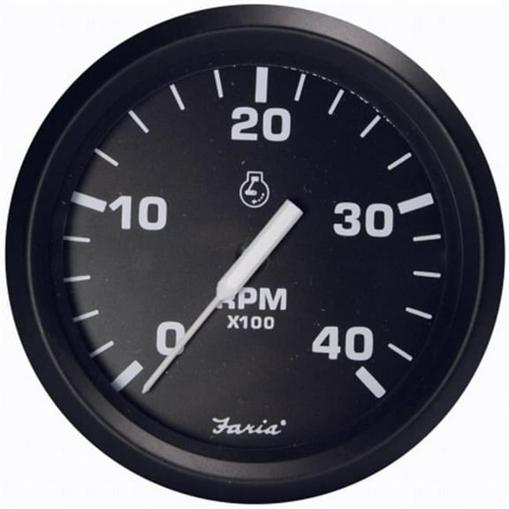 Faria Beede Instruments 32803 4 in. Euro Black Tachometer - 4-000 RPM Diesel- Magnetic Pick-Up