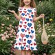 thumbnail image 4 of Odeerbi Niñas Día de La Independencia A-Línea Vestido Acampanado Verano Patriótico Estrella Raya Cuello Redondo Vestido Casual Con Bolsillos, 4 of 7
