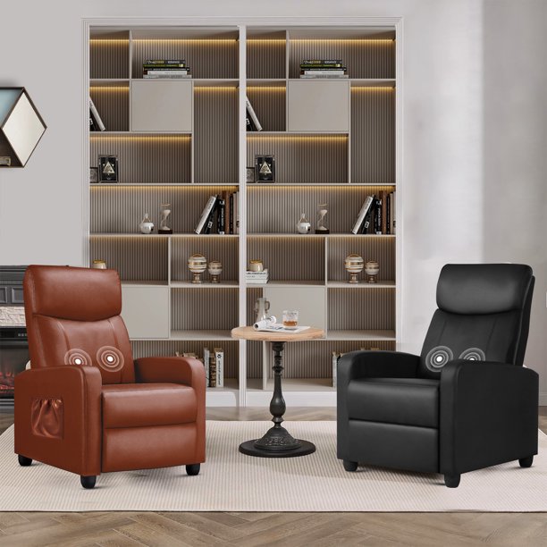 Comhoma Push Back Faux Leather Massage Recliner with Footrest