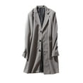 thumbnail image 3 of UVEASISHA Big and Tall Peacoat Men Loose Fit Casual Single Breasted Long Trench Coats Winter Warm Wool Blend Notched Collar Overcoat with Pockets Gray 4XL, 3 of 5