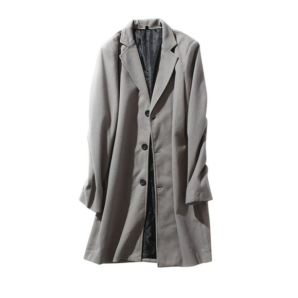 Trench Coat Hommes,Manteaux pour Hommes,Manteau Décontracté Moyen Long Solide pour Hommes Manteau à Manches Longues Col Rabattu Poche à Poitrine Trench Coat, Trench Coat Hommes,Manteau pour Hommes