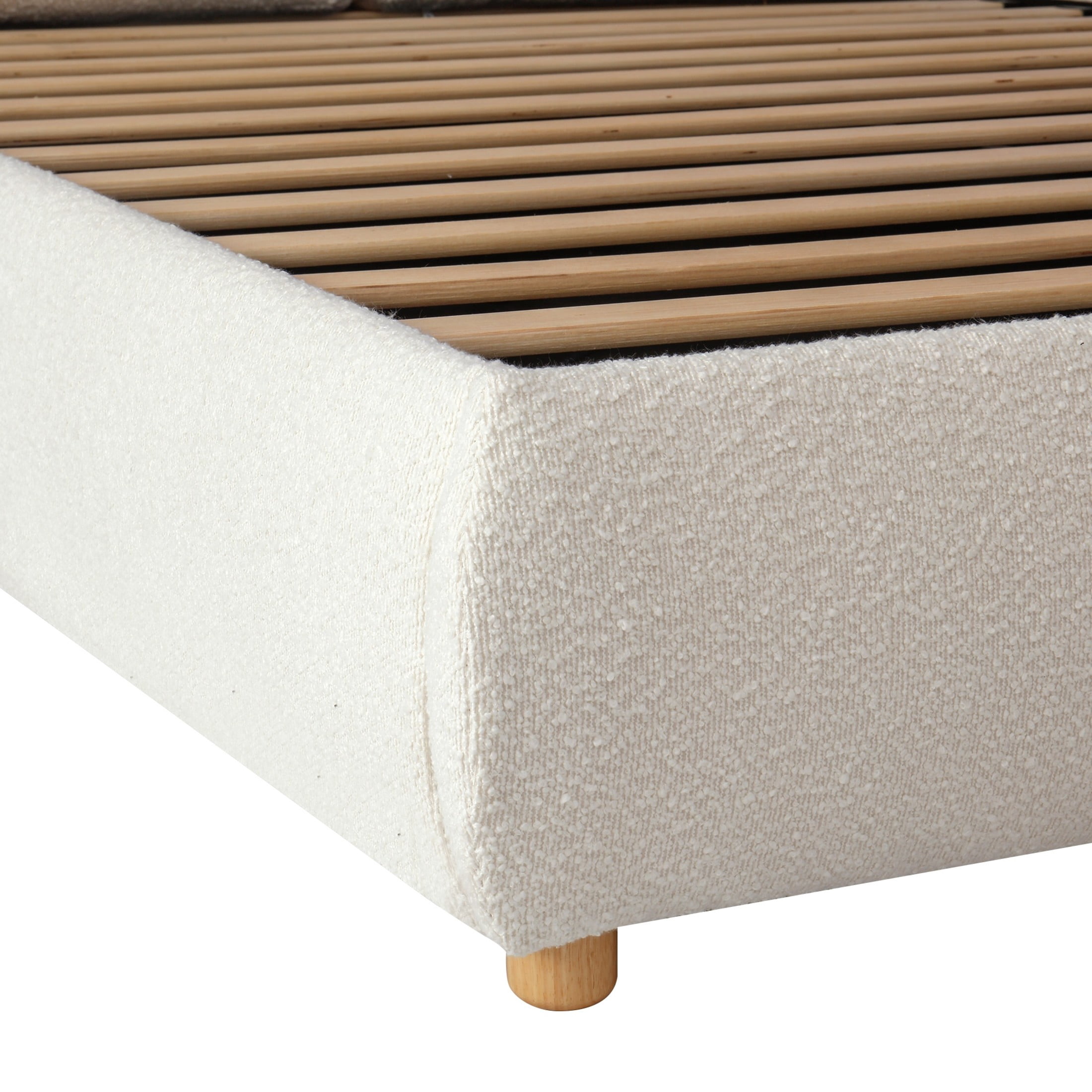 Christopher Knight Home Queen Upholstered Storage Bed, Hydraulic Lift Platform, Removable Headrests, Cream White