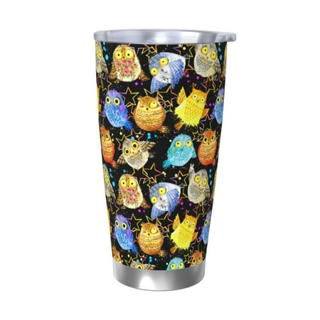 

Junzan Cartoon Bird Owl for 20oz Stainless Steel Insulated Car Cup with Spillproof Lid - Insulated Coffee Mug Thermal Cup-Without Straw
