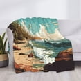 thumbnail image 3 of Disketp Coastal Palm Beach Flannel Blankets - Thick and Warm Blanket for Winter, Soft Fuzzy Plush King Blanket for All Seasons-80"x60", 3 of 6