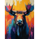 thumbnail image 1 of Qisvanset Framed Canvas Wall Art 12x16 Inch Colorful Abstract Moose Panoramic Canvas Art, 1 of 5