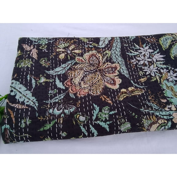 A And E Textiles House Kantha Quilt Handmade Kantha Quilt Unique Design Handmade Kantha Quilted Bedding Bedspread Print Throw Blanket Well-Looking Quilt