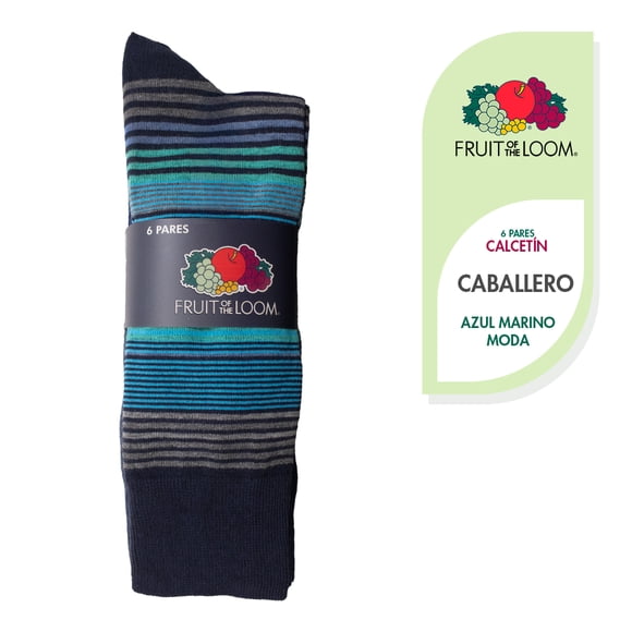 Calcetin Fruit Of The Loom para Hombre, Azul Marino 6 Piezas Unitalla