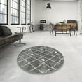 thumbnail image 3 of Ahgly Company Indoor Round Contemporary Dark Gray Trellis Area Rugs, 8' Round, 3 of 6
