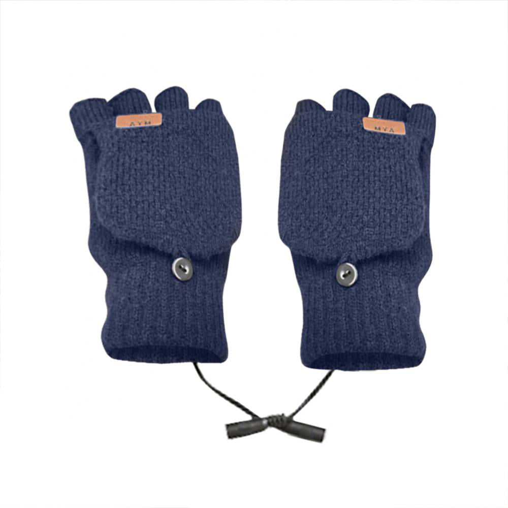 USB Hand Warmers Winter Warm Full Finger and Half Fingerless Warm Hand Laptop USB Heating Gloves Mens Womens USB Heated Gloves Mitten 